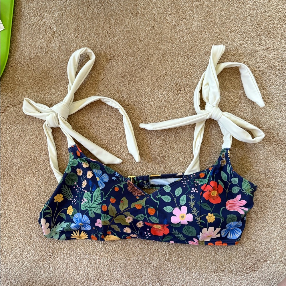 Summer salt floral tie bikini top